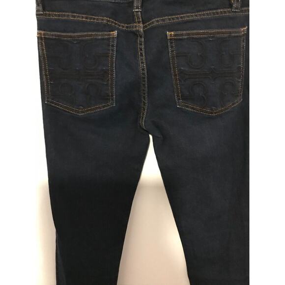 TORY BURCH Women Blue Solid Super Skinny Dark Wash Denim 5-Pocket Jeans - 27 - Picture 2 of 10
